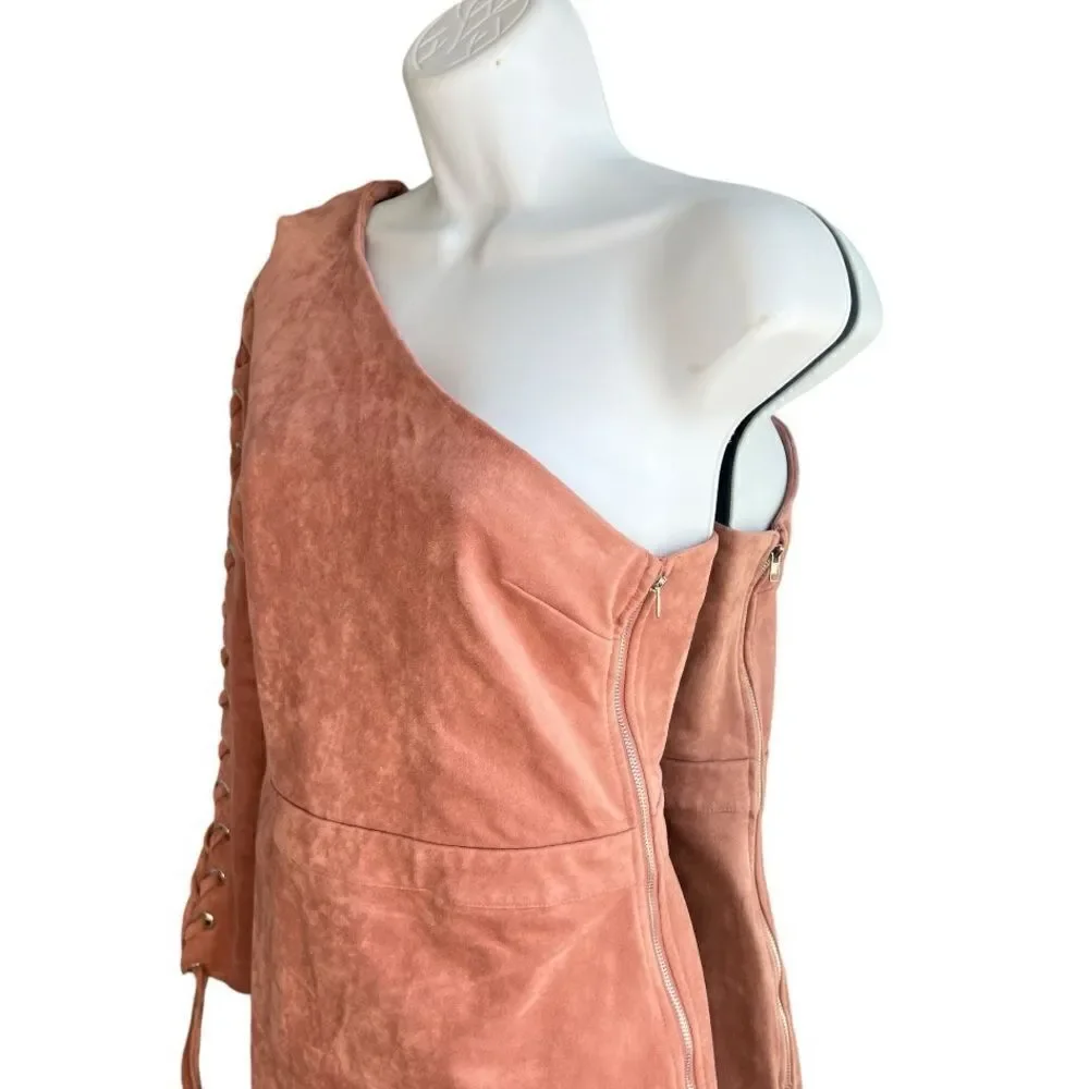 ENDLESS ROSE Womens Faux Suede A-Line Bodycon Dress Medium
